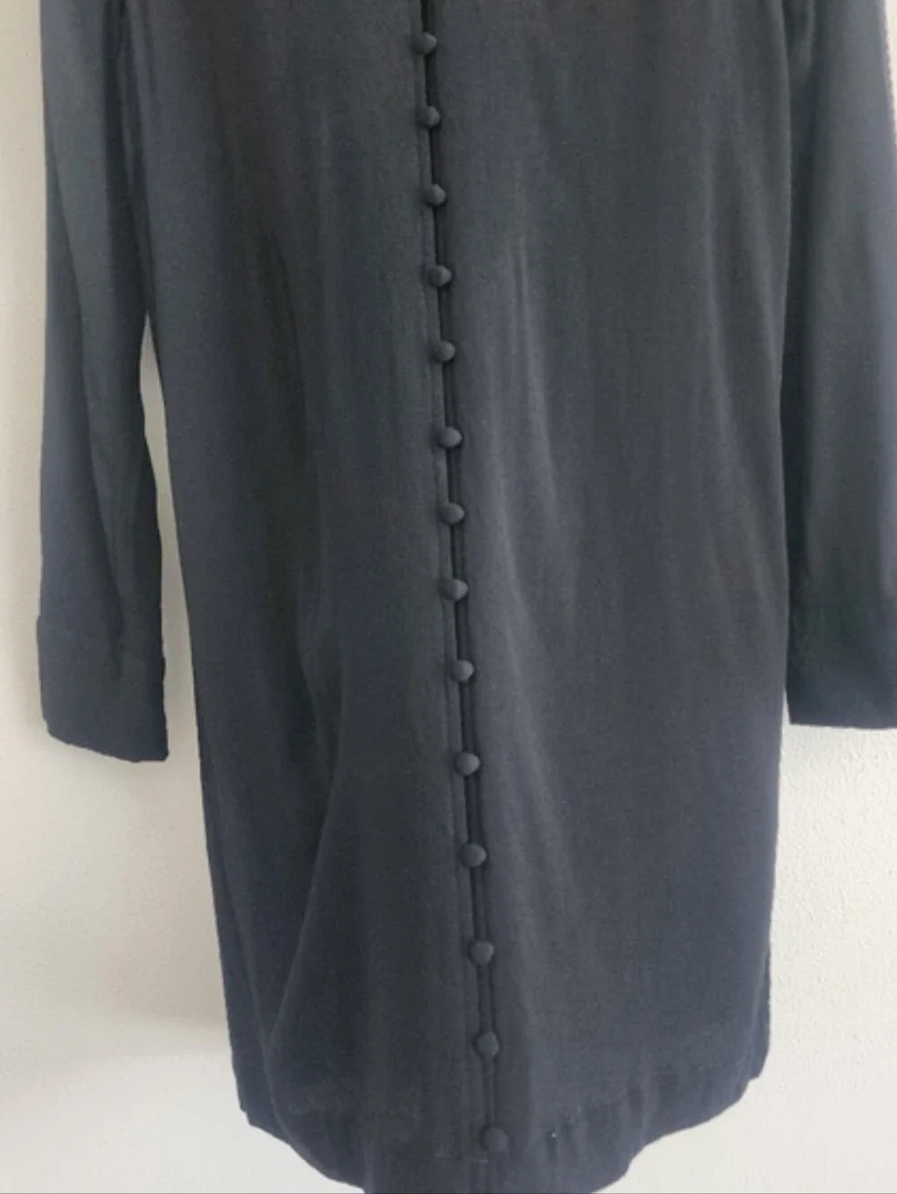Madewell Heather Long Sleeve Button Front Dress Mens Black V-Neck Mini Size M - Picture 3 of 11
